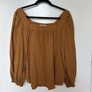 Madewell Mustard Yellow Square Neck Blouse